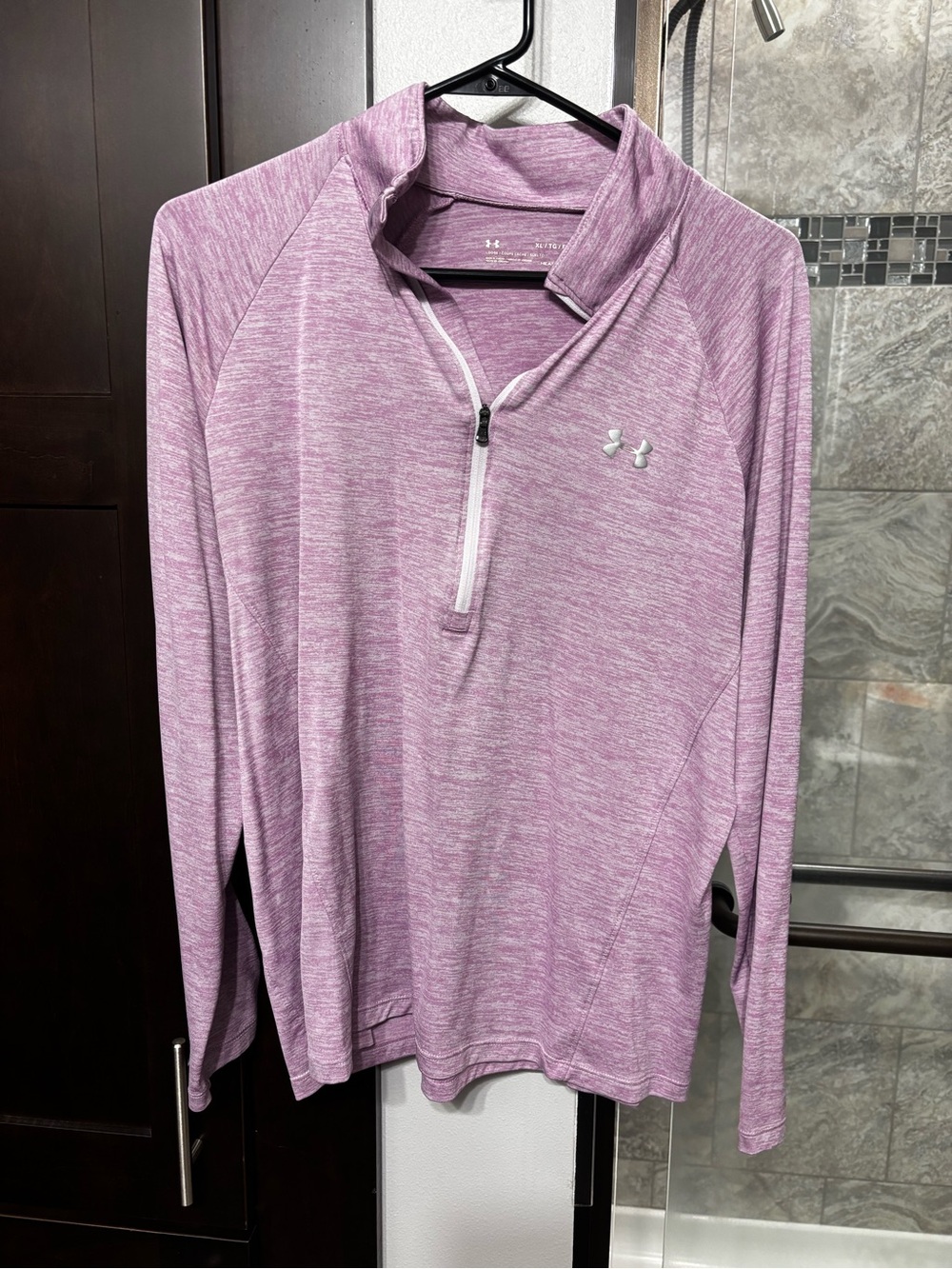 Under Armour Women's Heathered Light Purple 1/4 Zip Long Sleeve Top